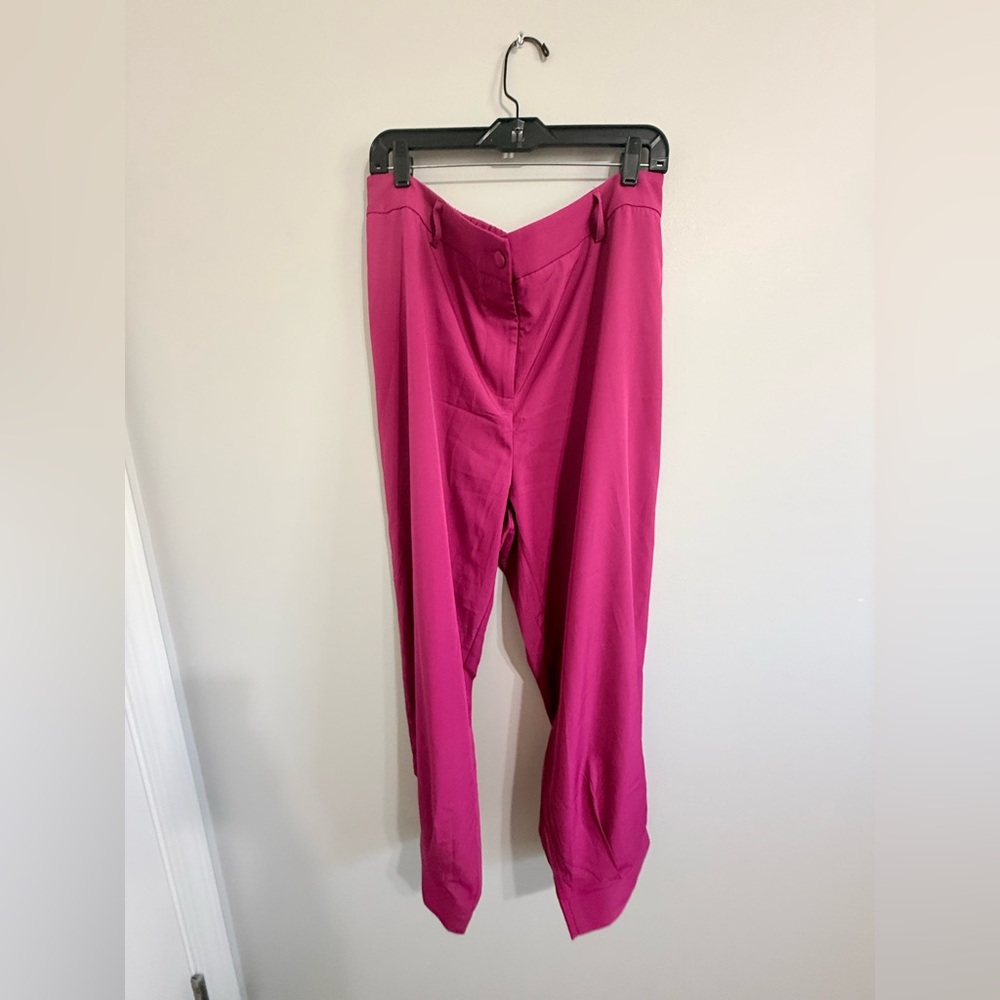 SHEIN Wide Leg High-Rise Trousers in Fuchsia